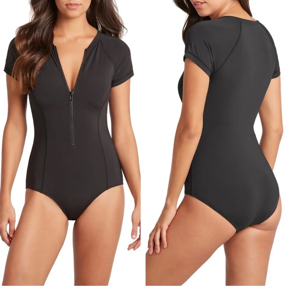 NWT Sea Level Australia | Black Front Zip One Piece Swimsuit US 10